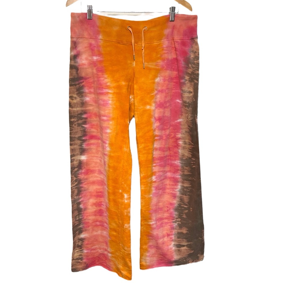 Rare!! lucky brand sweatpants XL tie dye‎ boho wide leg flare knit USA made Y2K